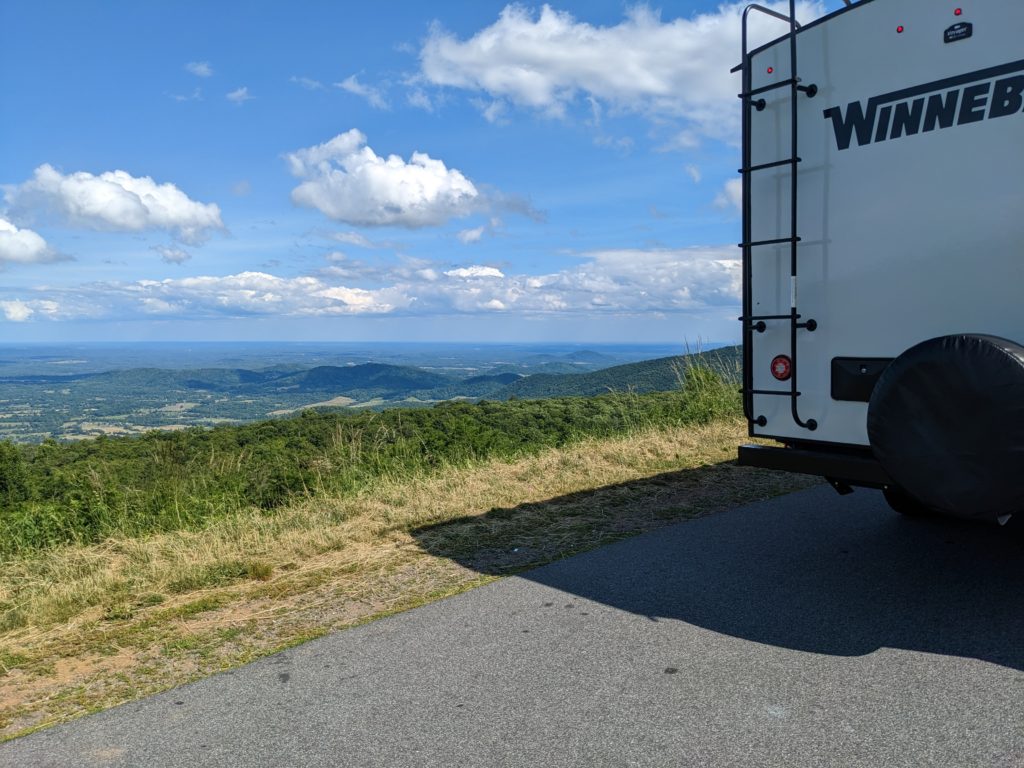 The King Bird Winnie enjoying one of the many stunning roadside views of Shenandoah NP