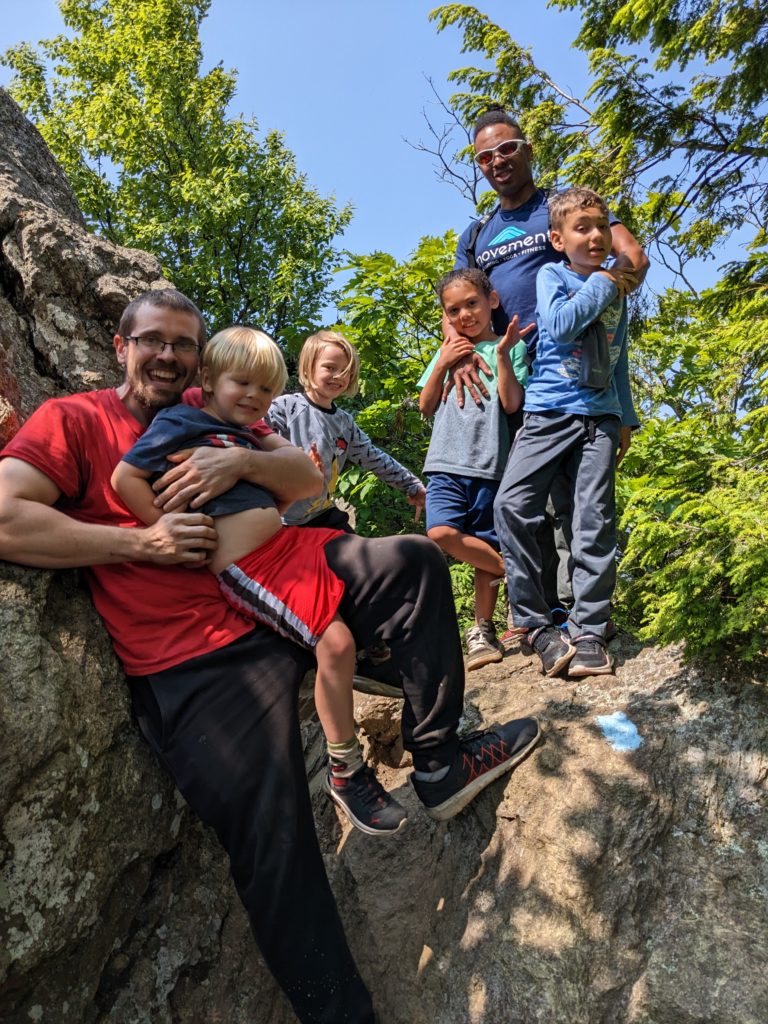 Fathers Day Hike pose along Bearfence Mountain trail