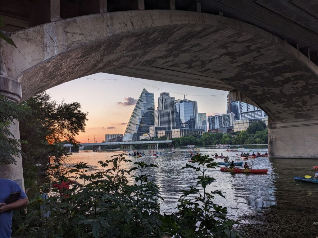 Sunset under the Congress Street Bridge - from the bat show viewing spot