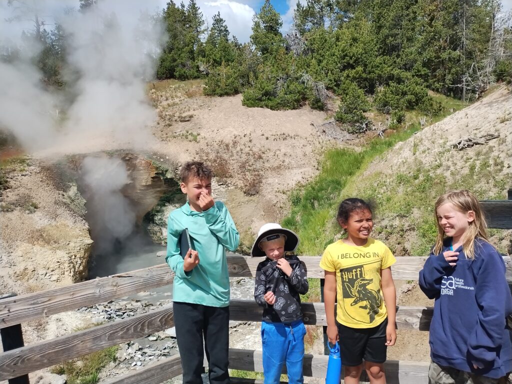 Taking in the aromas at the Mud Volcano