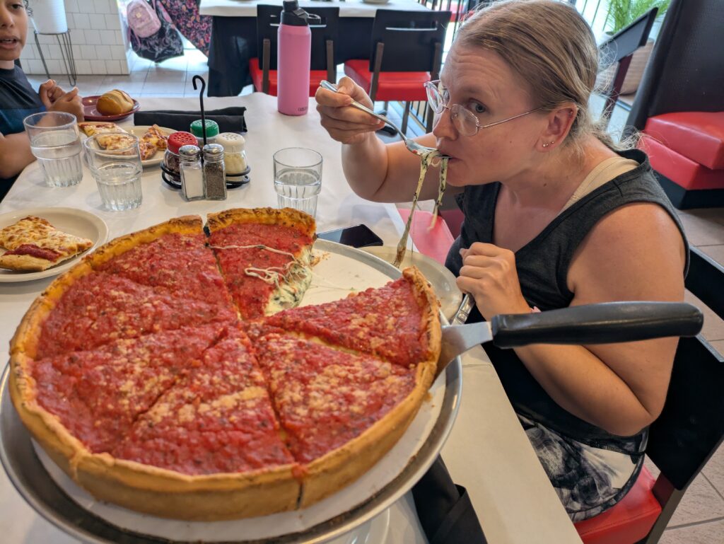 Yummy Chicago sized deep dish pizza!