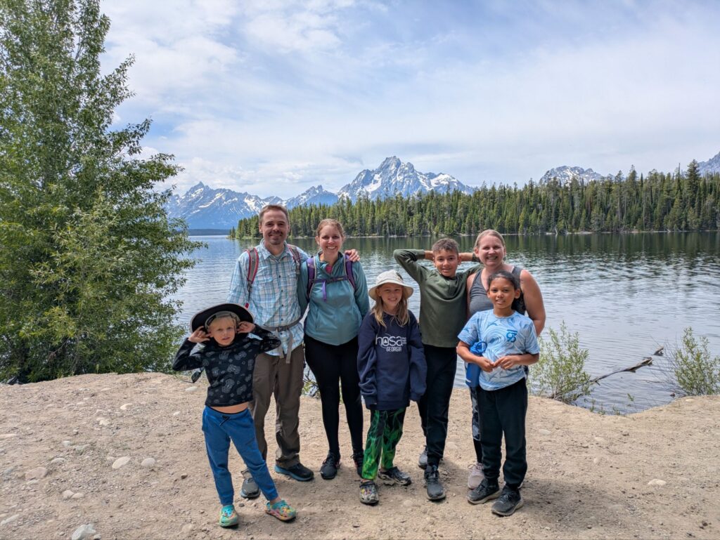 The whole Wild Adventure Pack posing in front of the Tetons!