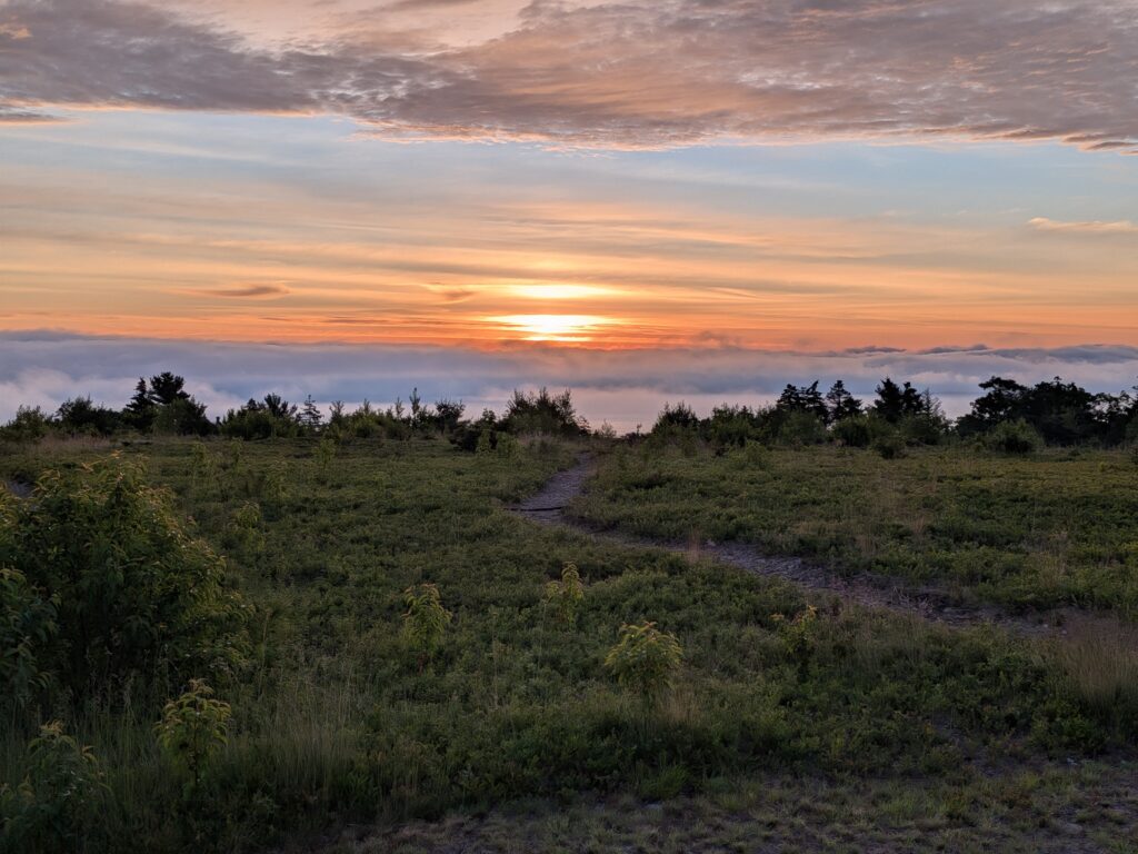 Sunrise at Bar Harbor Campground (at 4:48am)