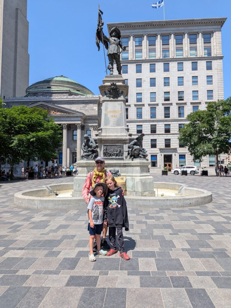 Posing in front of the Founder of Montreal