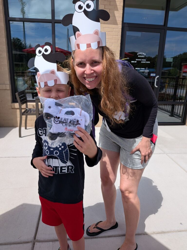Dress like a cow on Cow Appreciation day for free sandwiches at Chick-fil-a!